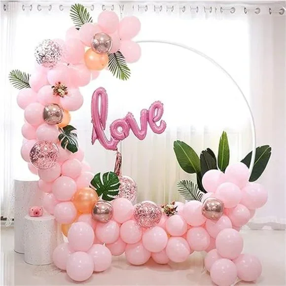 Doingart 6.8ft (2M) White Round Metal Wedding Arch,Circle Balloon Arch Stand